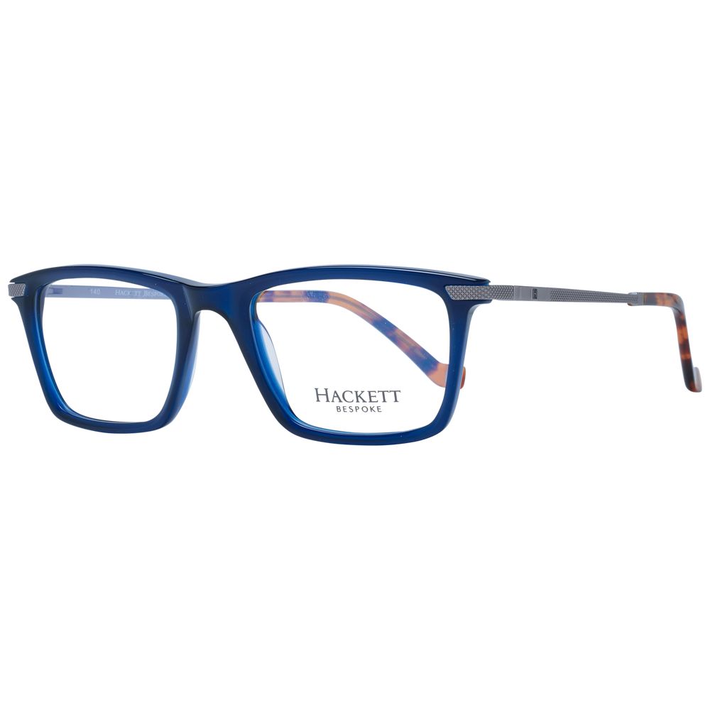 Hackett Blue Men Glasses Frame made of acetate, full-rim style with demo lenses, lens width 50mm, bridge 19mm, frame width 135mm, temples 140mm.