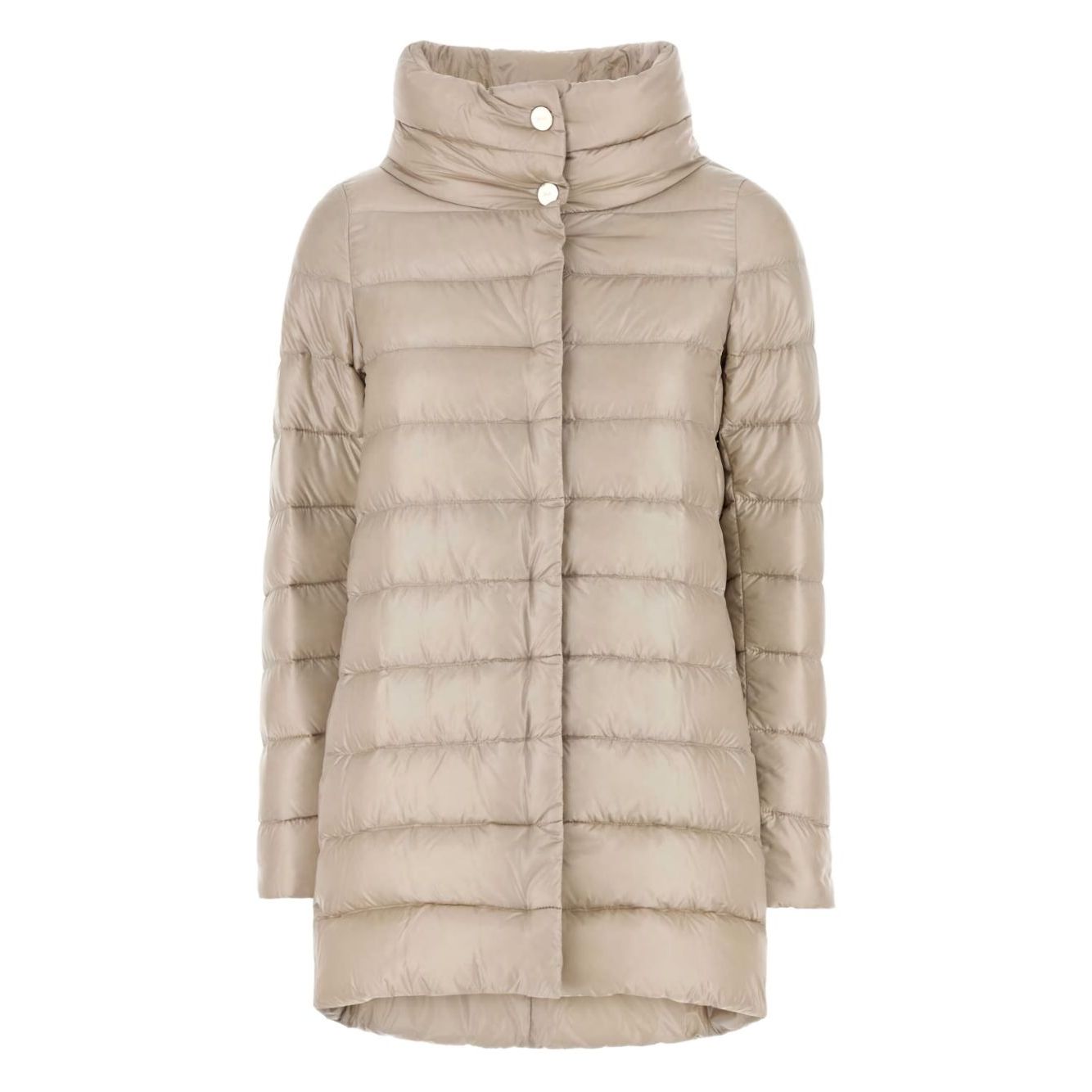 Stylish Herno Coats Powder with V-neck, ultra-light nylon, and fine goose down filling for a soft touch.