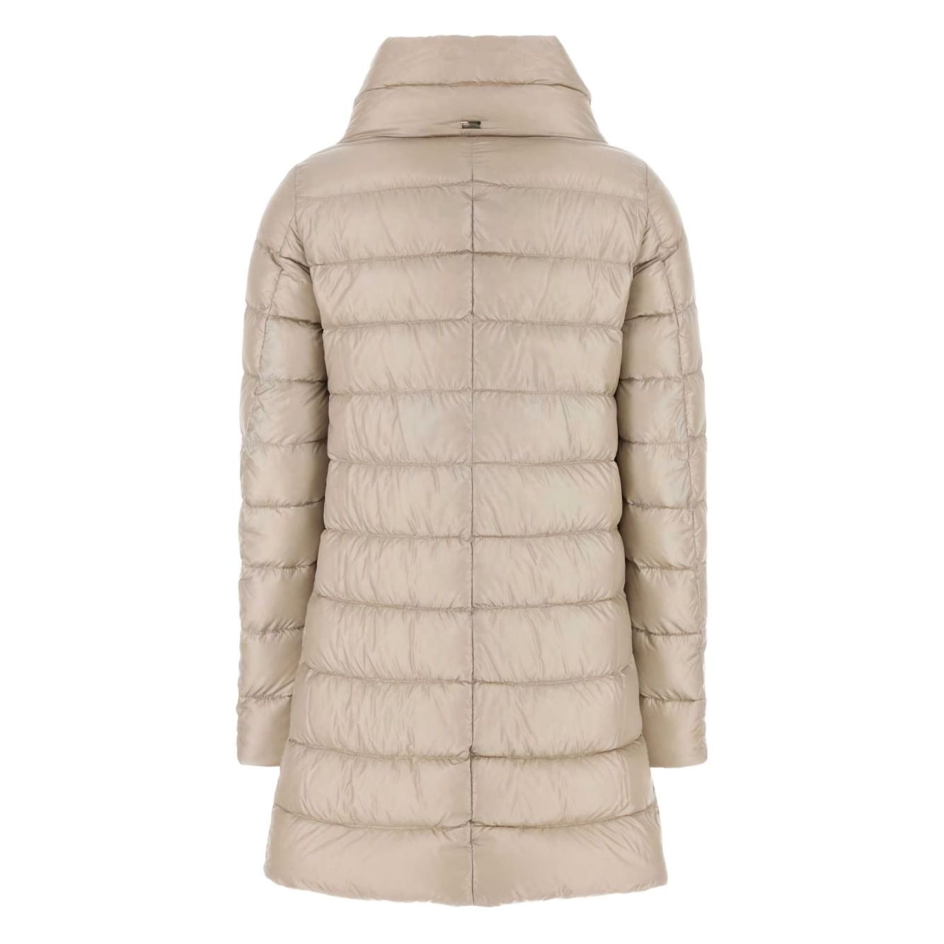 Alt Tag: Herno Coats Powder, Ameli midi down jacket, V-neck, ultralight nylon, silk effect, light goose down padding, elegant design