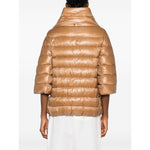 Herno Jackets Camel - Camel brown padded design with stand-up collar and three-quarter length sleeves, back view.