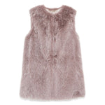 Herno Jackets Pink grey faux fur sleeveless vest with round neck and straight hem design