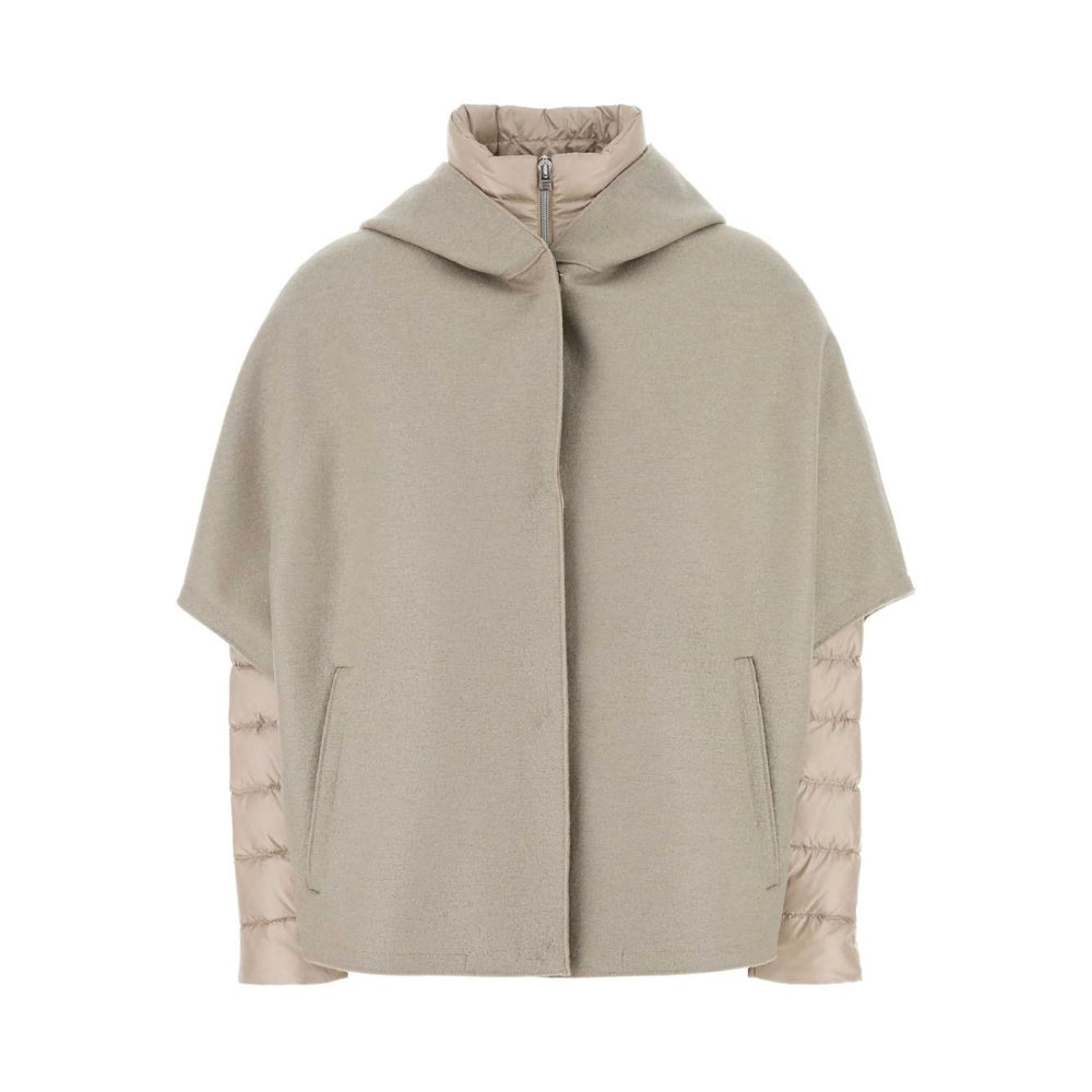 Herno Jackets Powder long-sleeved cape with high neck and zip fastening, stylish padded design.