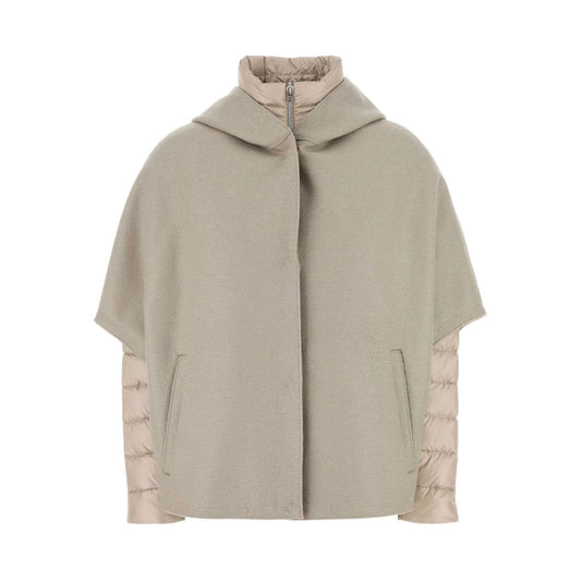 Herno Jackets Powder long-sleeved cape with high neck and zip fastening, stylish padded design.