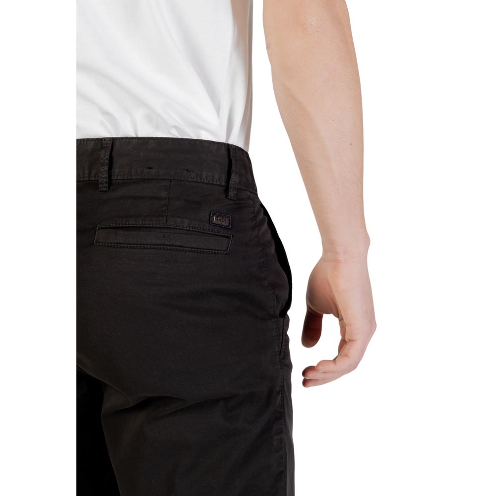 Back view of Hugo Boss Black Cotton Bermuda Shorts with a sophisticated slim fit design for modern men's casual occasions.