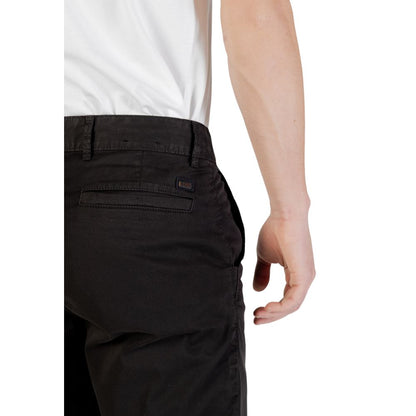 Back view of Hugo Boss Black Cotton Bermuda Shorts with a sophisticated slim fit design for modern men's casual occasions.