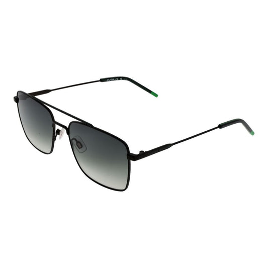 Hugo Boss Black Men Sunglass with black metal frame and green gradient lenses for UV protection, full-rim rectangle design style.