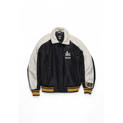 Hugo Boss Black Polyamide Bomber with contrasting sleeves and ribbed cuffs, showcasing urban sophistication and sporty style.