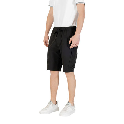 Modern Hugo Boss Black Polyester Bermuda Shorts with side pockets and elastic waistband