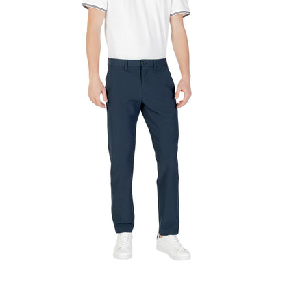 Hugo Boss Blue Polyester Skinny Pants for men, stylish and comfortable, featuring a tailored slim fit ideal for casual wear.