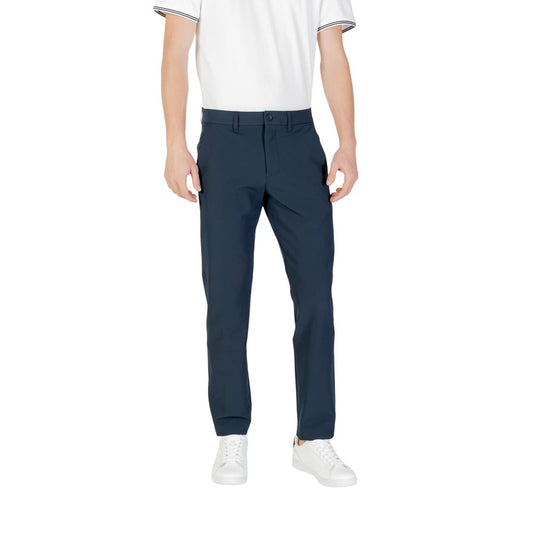 Hugo Boss Blue Polyester Skinny Pants for men, stylish and comfortable, featuring a tailored slim fit ideal for casual wear.