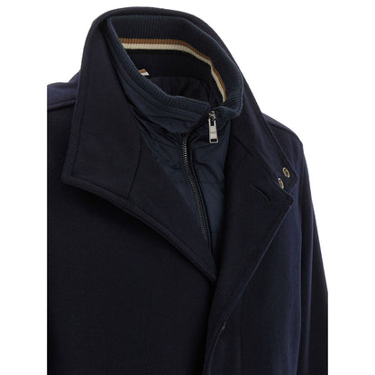 Hugo Boss Blue Wool Coat