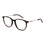 Hugo Boss Brown Women Glasses Frame, full-rim acetate with demo lenses, rectangle style, perfect eyewear choice for women.