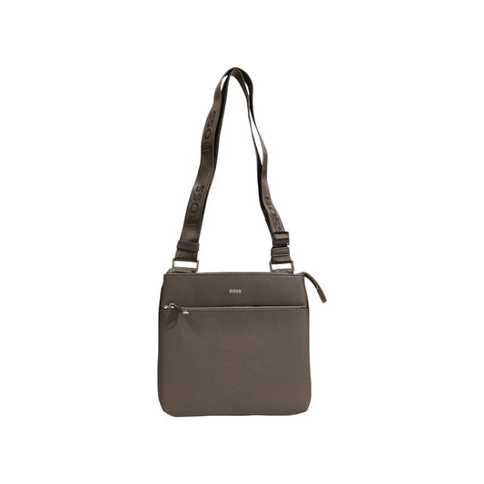 Hugo Boss Green Leather Messenger Bag with adjustable strap and embossed logo, crafted from quality leather for modern style and functionality.
