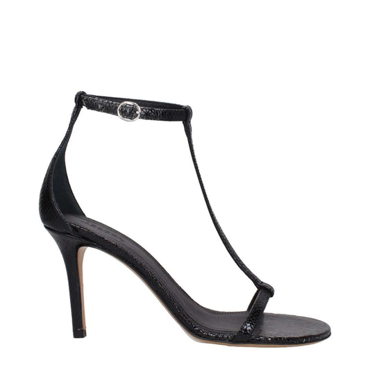 Isabel Marant Black Leather Stiletto Heel Sandals