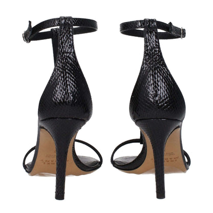 Isabel Marant Black Leather Stiletto Heel Sandals