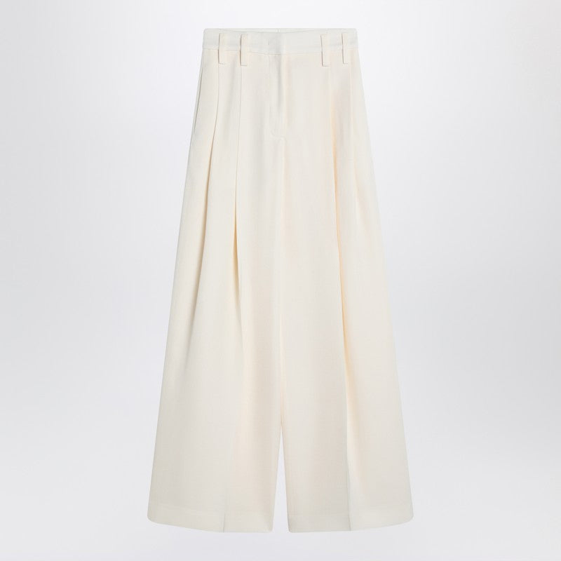 Jil Sander Wide cream trousers in silk blend J03KA0292J65005/Q_JILSA-105_108
