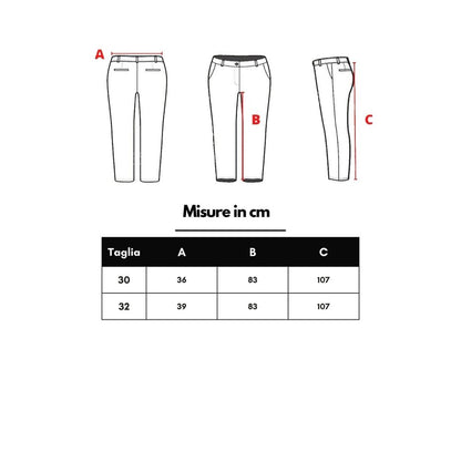 Size chart for Jacob Cohen Blue Cotton Skinny Jeans with measurements in cm for sizes 30 and 32.