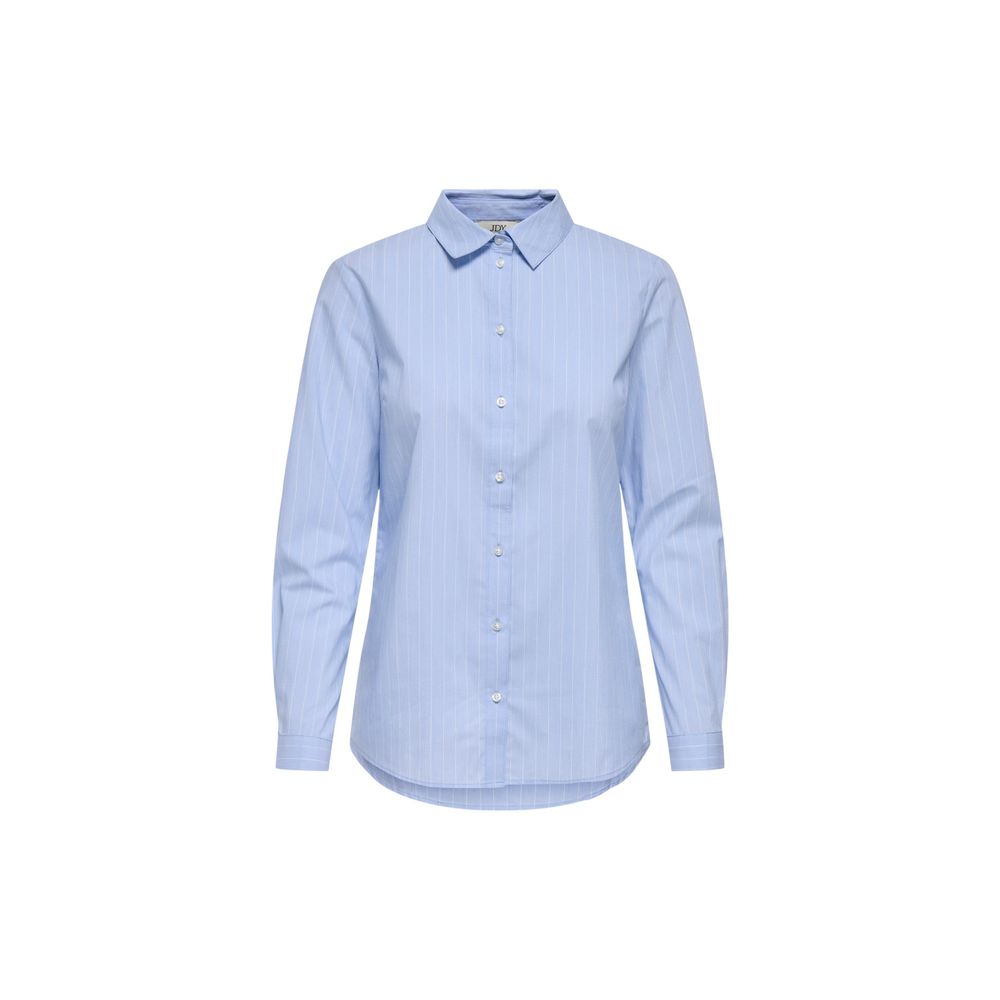 Jacqueline De Yong Blue Cotton Shirt with long sleeves and elegant design, suitable for work or casual outings, made from comfort blend fabric.
