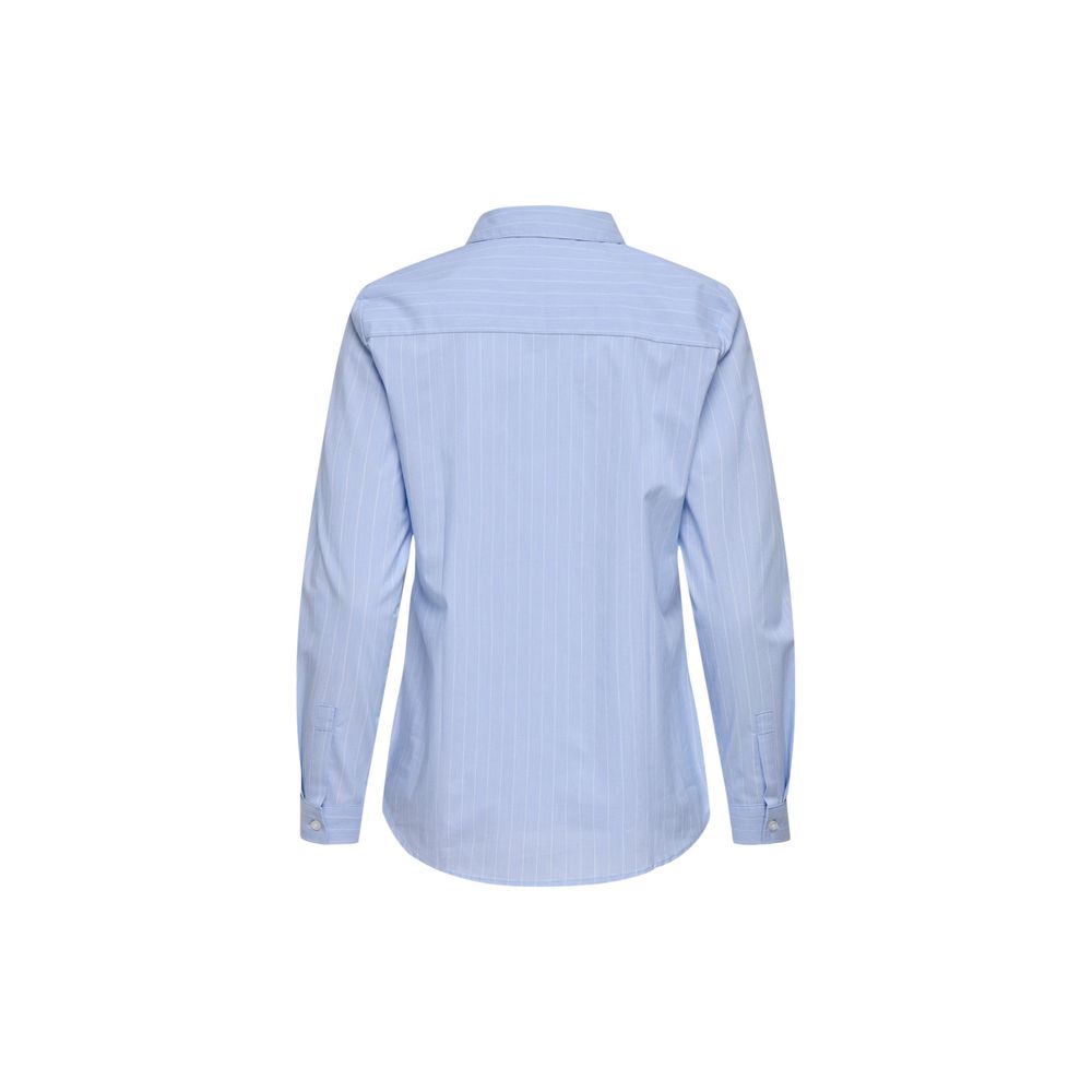 Back view of Jacqueline De Yong Blue Cotton Shirt, long-sleeve, perfect for women’s casual or work attire.