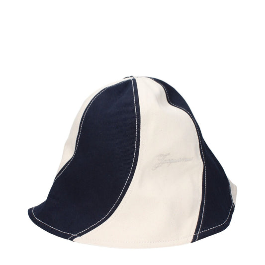 Jacquemus Blue Cotton Bucket Hat featuring front logo, made from cotton with MPN 255AC71450121HL, code F84952.