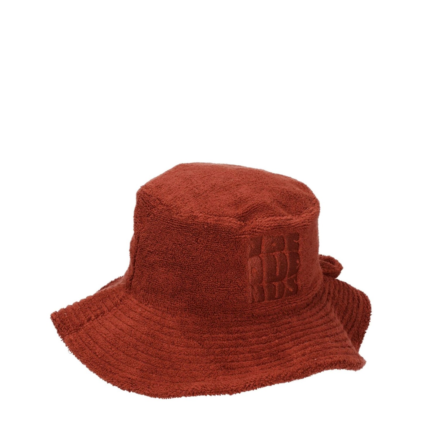Jacquemus Brown Cotton Bucket Hat featuring logo and beaded details in pink, casual style, 100% cotton, MPN 235AC4515035850.
