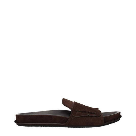 Jacquemus Brown Leather Slippers featuring a suede finish, model MPN 255FO1724354880, designed for comfort and style.
