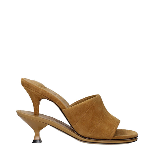 Jacquemus Brown Leather Stiletto Heel Sandals with suede finish, MPN 243FO1604355830, code F84895, elegant design for stylish wear.