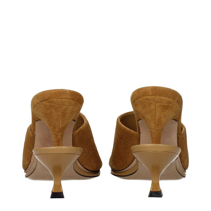 Back view of Jacquemus Brown Leather Stiletto Heel Sandals with suede texture.