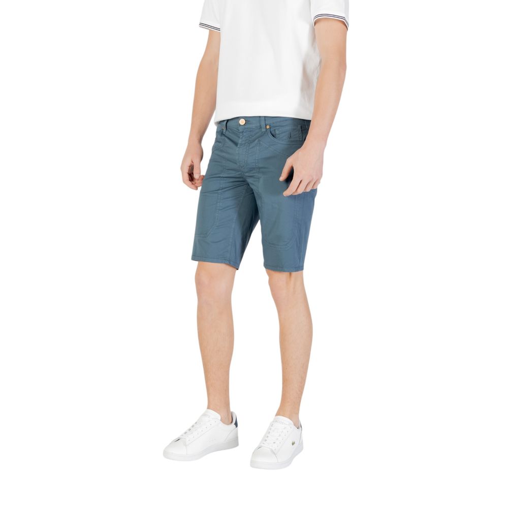 Jeckerson Blue Cotton Bermuda Shorts