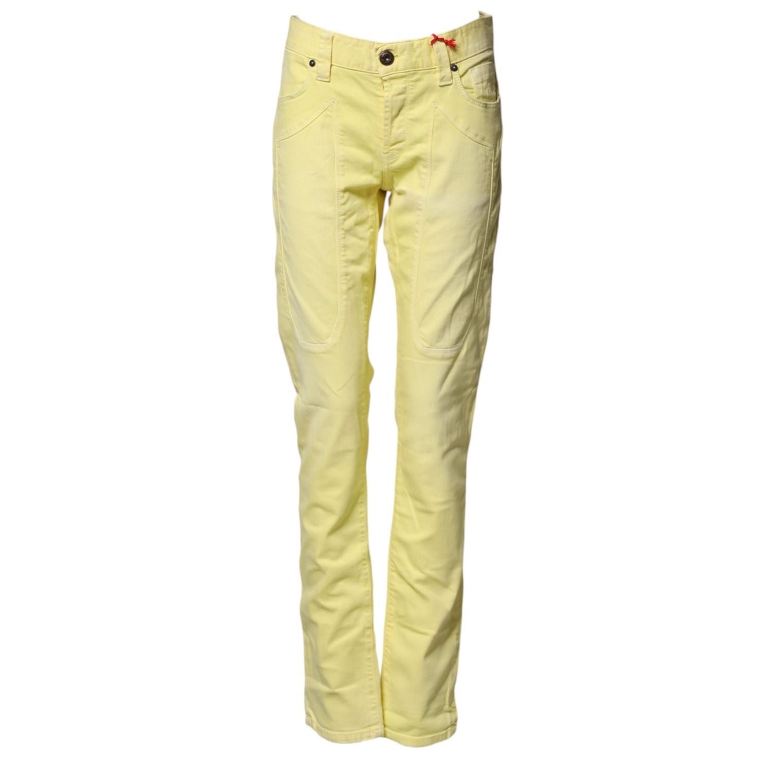 Jeckerson Yellow Mid Waist Straight Fit Men Denim Trouser Jeans