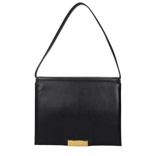 Jil Sander Black Leather Shoulder Bag with front logo, vintage and aged effect. MPN J08ZH0059P6569001, code F84836.