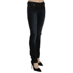 John Galliano Dark Blue Mid Waist Slim Fit Denim Casual Pants Jeans