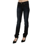 John Galliano Dark Blue Mid Waist Slim Fit Denim Casual Pants Jeans