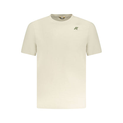 K-WAY Beige Cotton T-Shirt with short sleeves, crew neck, embossed print, and logo