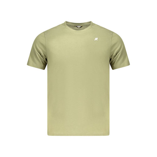 K-WAY Green Cotton Men T-Shirt with crew neck and short sleeves, featuring iconic logo for modern style.