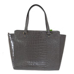 Kate Spade Grey Croc Embossed Leather Elissa Bristol Drive Tote Handbag Bag