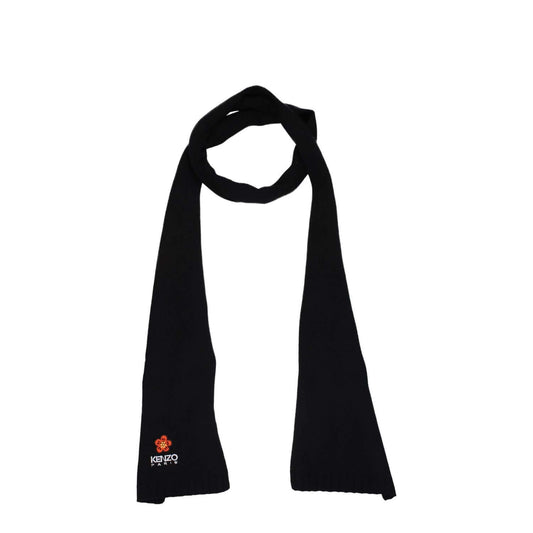 Kenzo Black Wool Scarf with logo, casual style, 100% wool, size 20×250 cm, MPN PFD68EU191KWB99J.