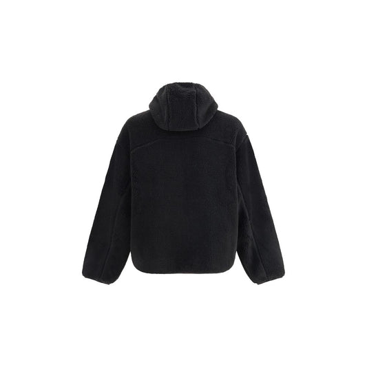 Back view of Kenzo Boke Flower 2.0 fleece Jacket, featuring hood and long sleeves in black fleece for urban style and comfort.