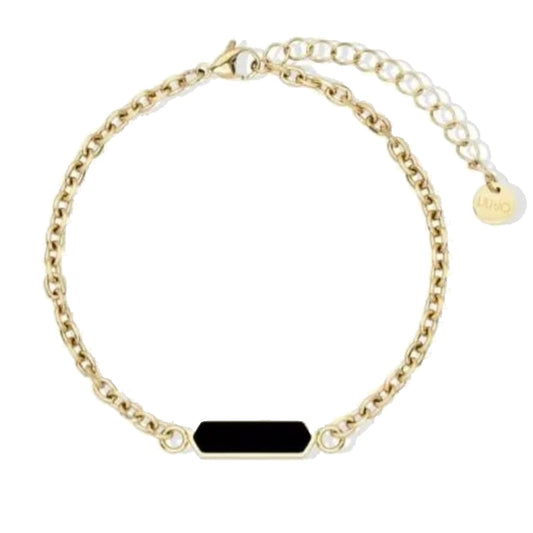 Elegant gold bracelet from LIU-JO Mod. MLJ592, featuring a delicate chain design and black accent piece.