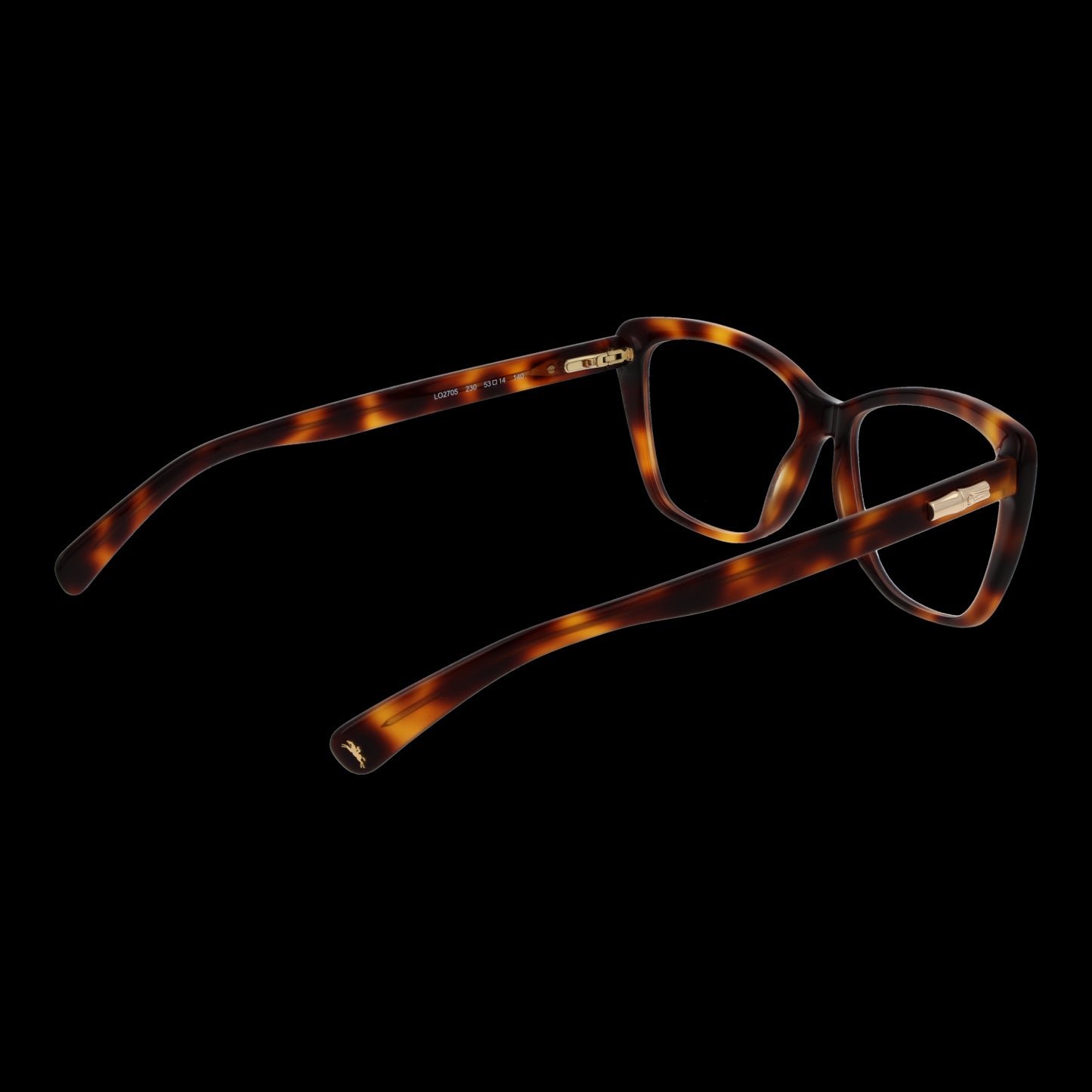 LONGCHAMP MOD. LO2705 53230 tortoiseshell lady's eyewear frame, side view.