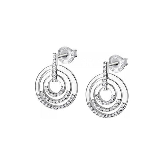 LOTUS JEWELS JEWELRY Mod. LP1755-4/1 elegant circular earrings with crystal accents on a white background