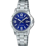 CASIO COLLECTION Mod. LADY DATE - BLUE wristwatch, stainless steel case, blue dial, quartz movement, water resistant, ladies' watch.