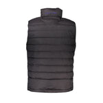 Back view of La Martina Black Polyamide Jacket, sleeveless with embroidery and logo, featuring two external and internal pockets.