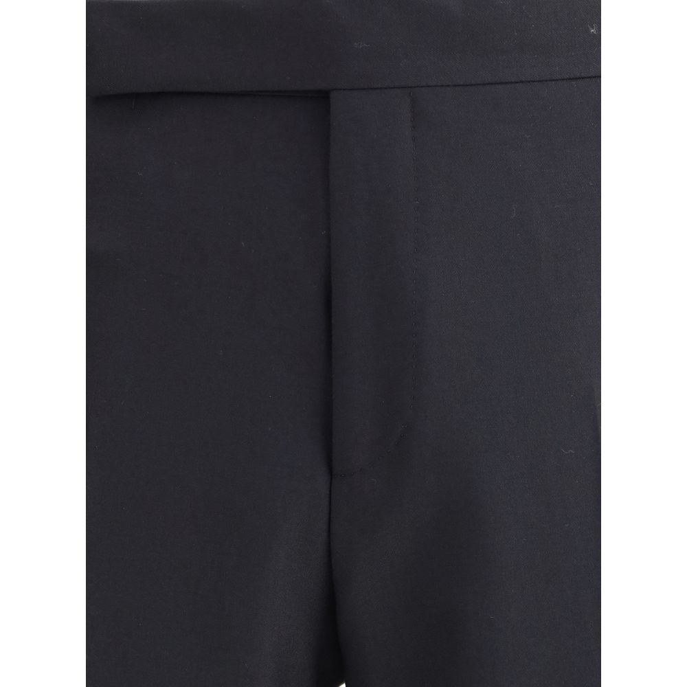 Close-up of Lardini Black Viscose Casual Pants showcasing fine materials and meticulous stitching.