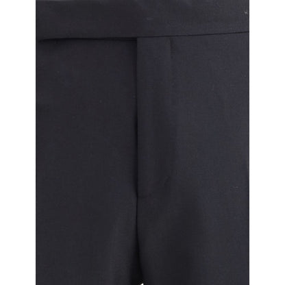 Close-up of Lardini Black Viscose Casual Pants showcasing fine materials and meticulous stitching.