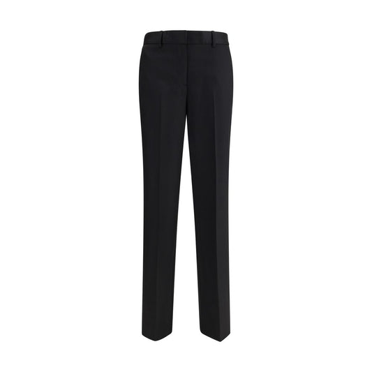 Lardini Black Wool Dress Pants featuring a straight silhouette, belt loops, and welt pockets for elegant and versatile style.