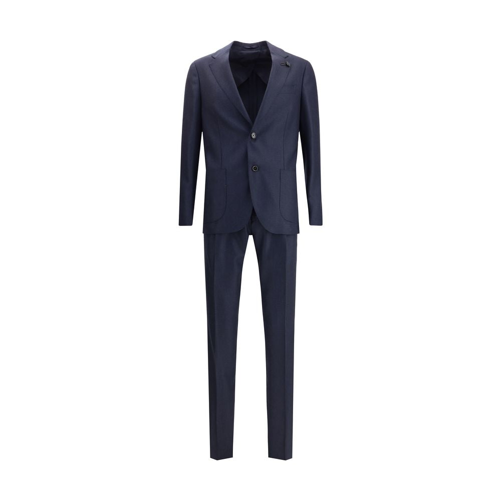 Lardini Blue Wool Two-Piece Suit from Iconic Drop 7 Reg line, single-breasted design for AW25, ideal for formal and refined occasions.