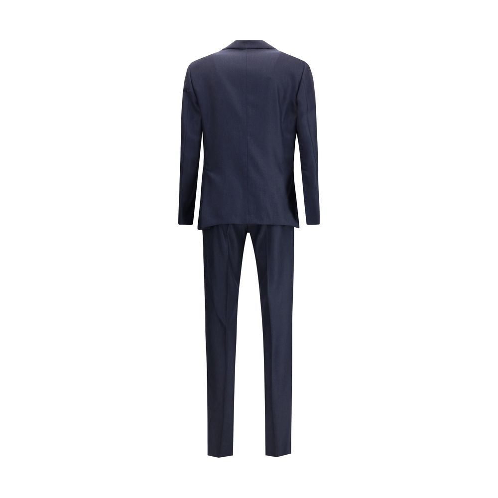 Back view of Lardini Blue Wool Two-Piece Suit displaying Italian craftsmanship and elegant tailoring for formal and refined wear.