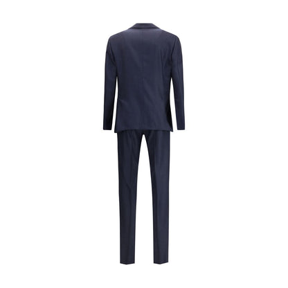 Back view of Lardini Blue Wool Two-Piece Suit displaying Italian craftsmanship and elegant tailoring for formal and refined wear.