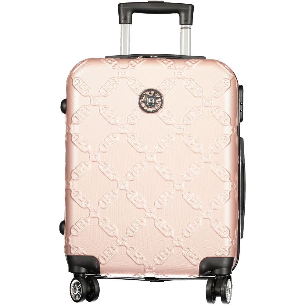 Laura Biagiotti Pink Polyethylene Luggage And Travel small trolley with 4 wheels, zip closure, combination padlock, and logo